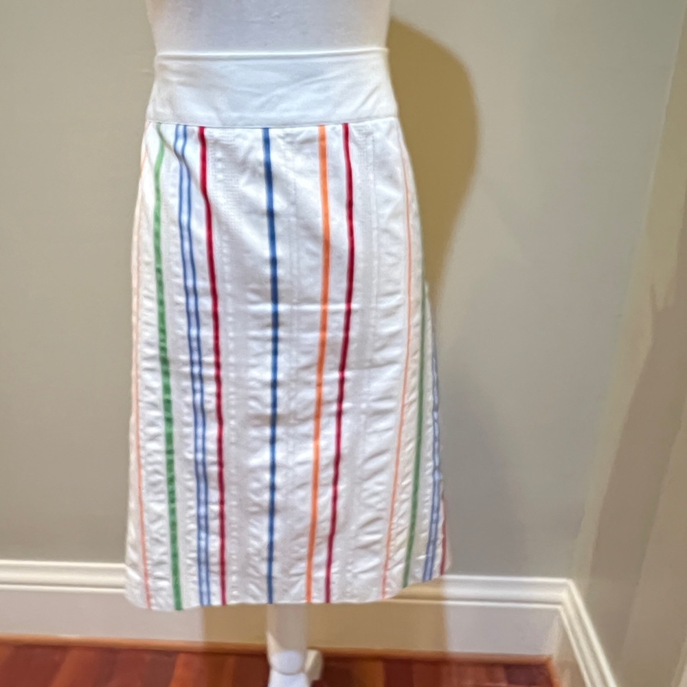 Liz Claiborne White Skirt with Multicolor Stripes